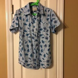 🖤Boys Blue Palm Tree Button-up Shirt